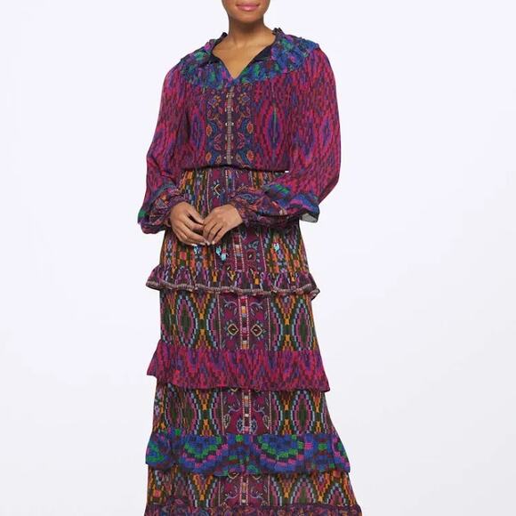 Farm‎ Rio - Mixed Tapestry Scarf Maxi Dress Medium - Picture 2 of 11